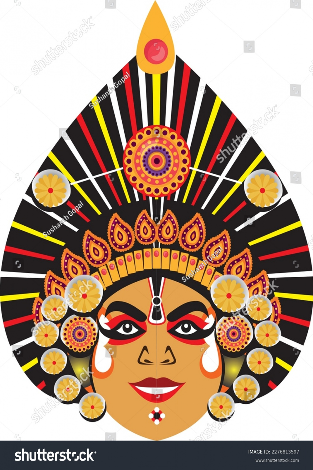 Yakshagana Gesicht, das die Tradition der: Stock-Vektorgrafik