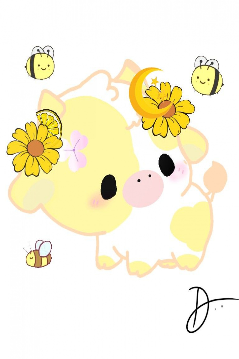 Yellow Cow!  Cute doodles drawings, Cute doodles, Cute cartoon