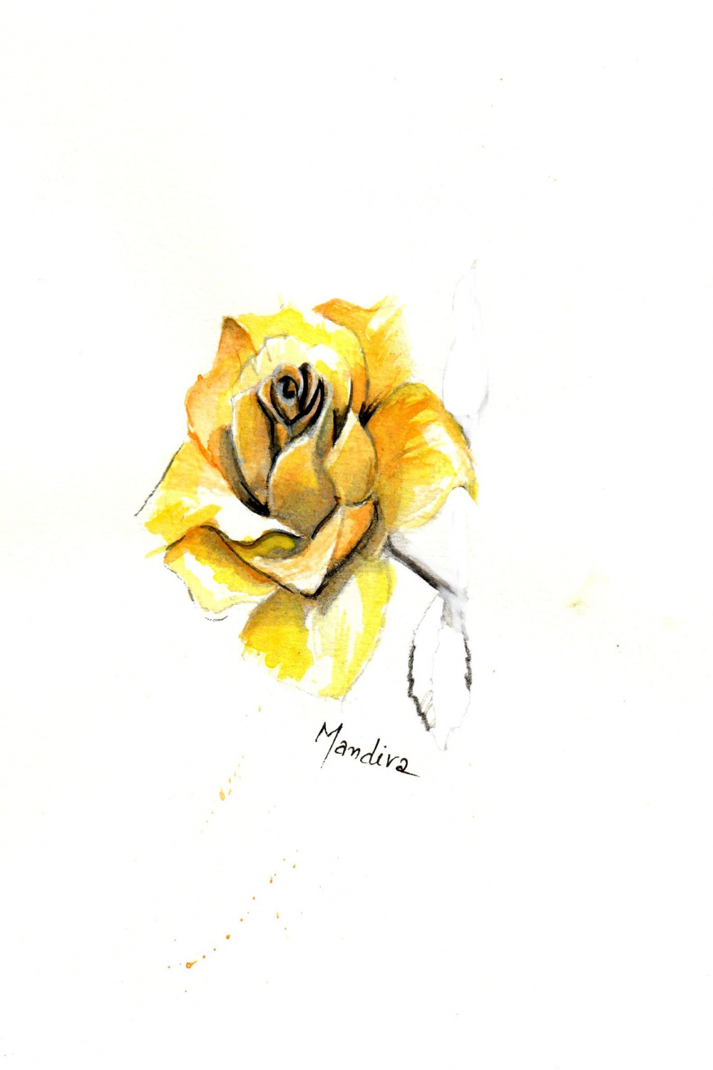 Yellow rose tattoo custom design by Mandira Watercolour  Yellow