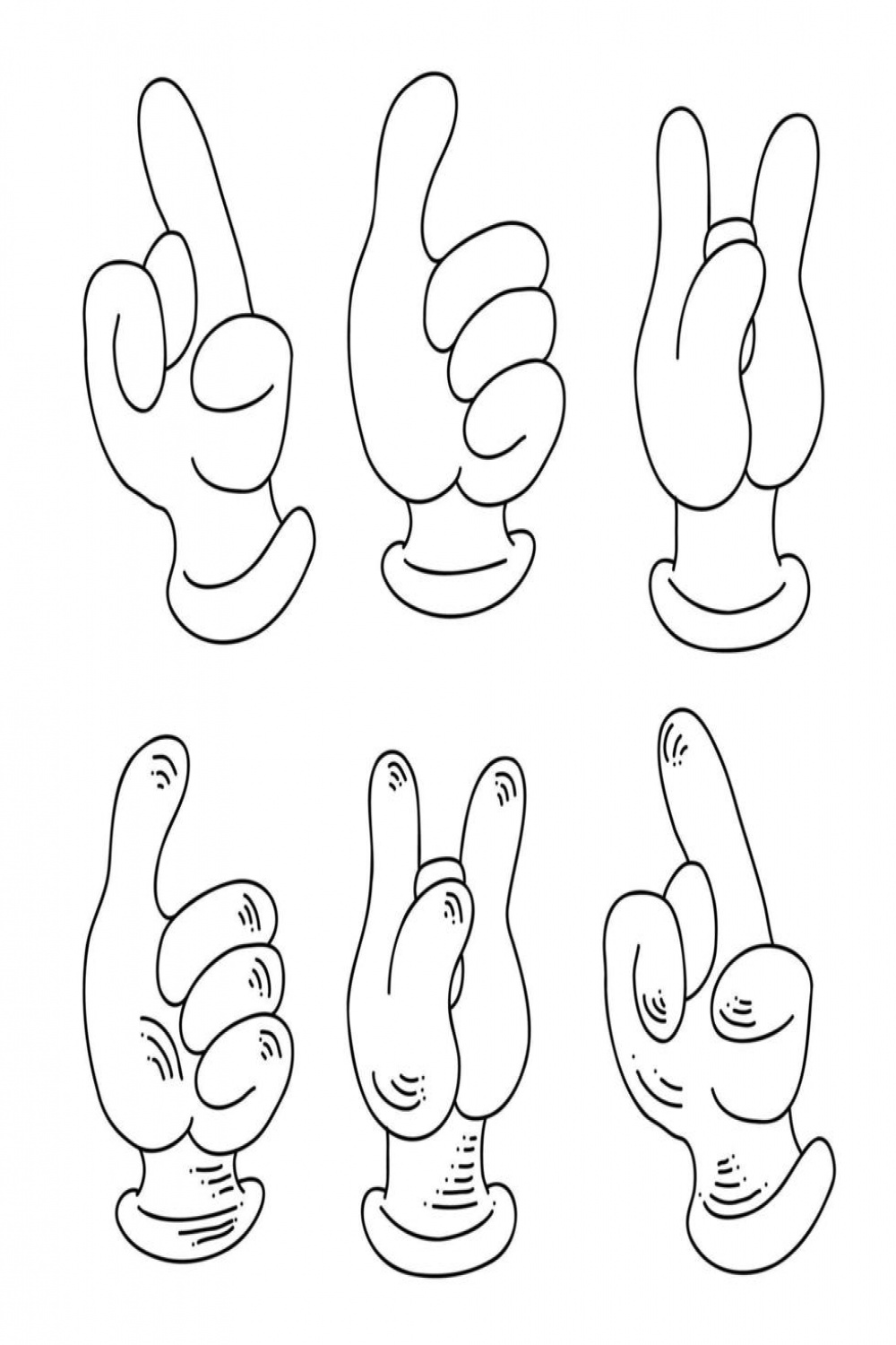 Yk hands set. Doodle line art vector illustration