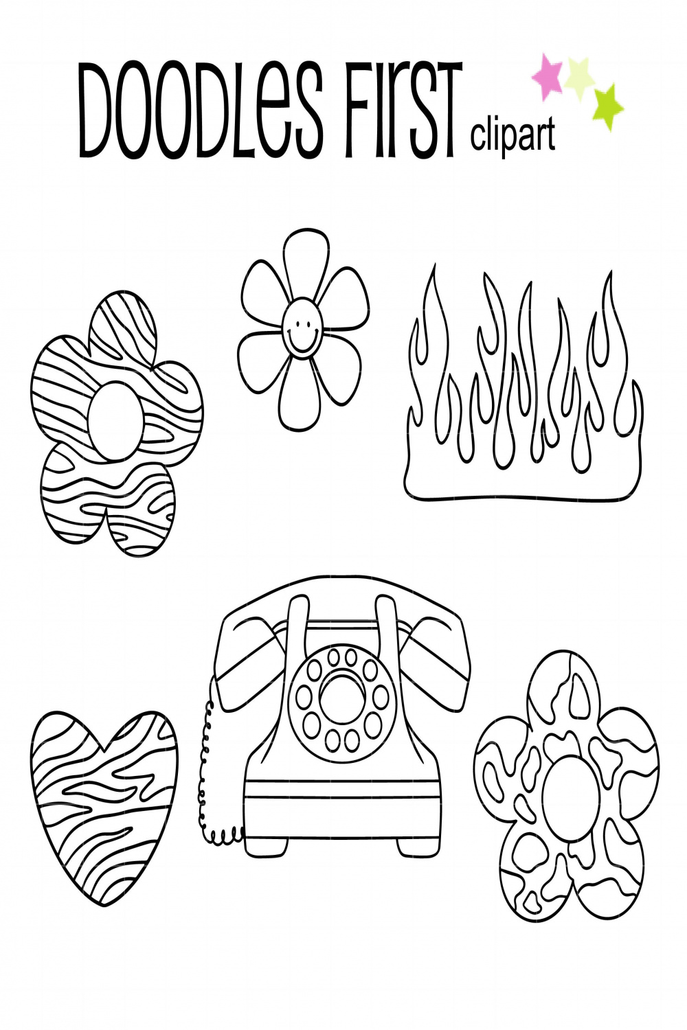 Yk Nostalgia Outline Drawing Digital Clip Art for Scrapbooking