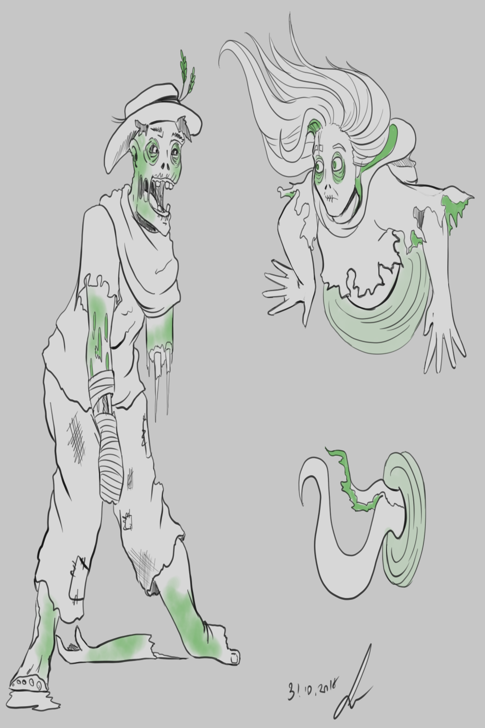 Zombie and ghost, nktober  #+ by LeoTao on DeviantArt