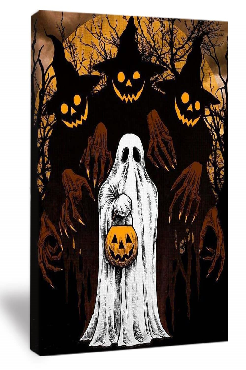 ZYCH Happy halloween pumpkin witch ghost Oil painting decorative painting  canvas wall art hanging directly in the living room bedroom kitchen and