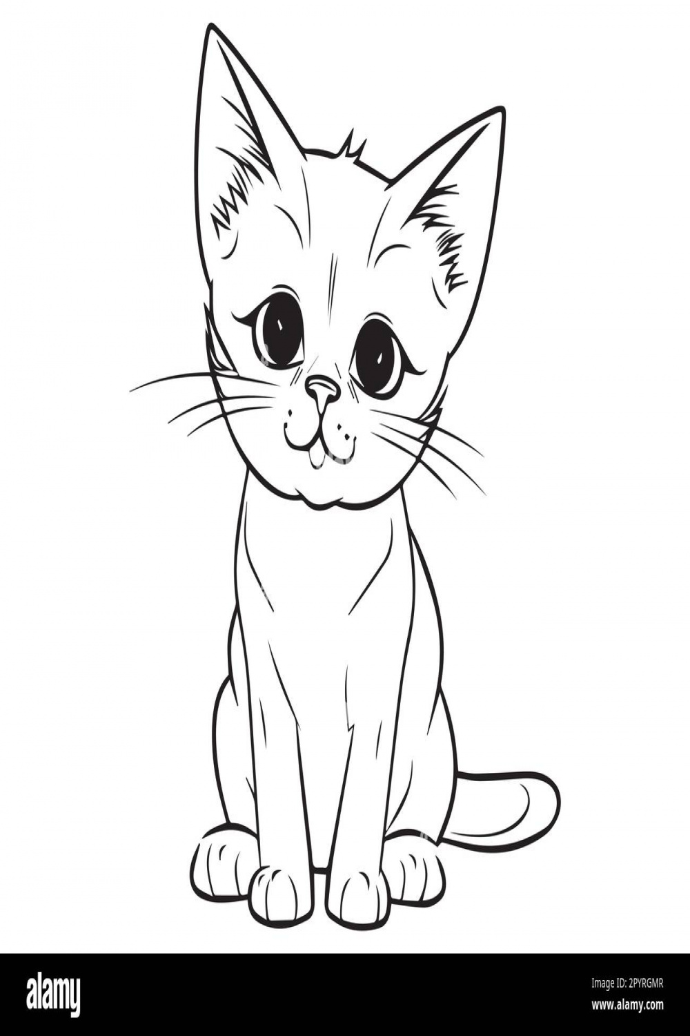 A drawing of a cat with a black outline