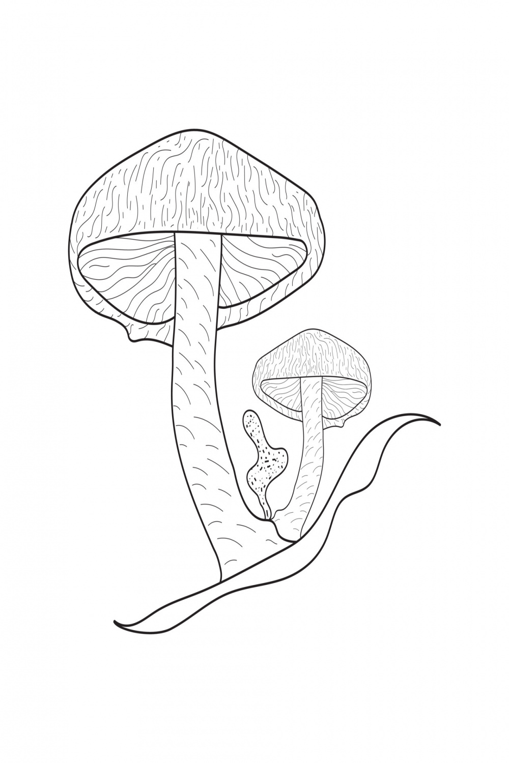 Abstract mushrooms line art