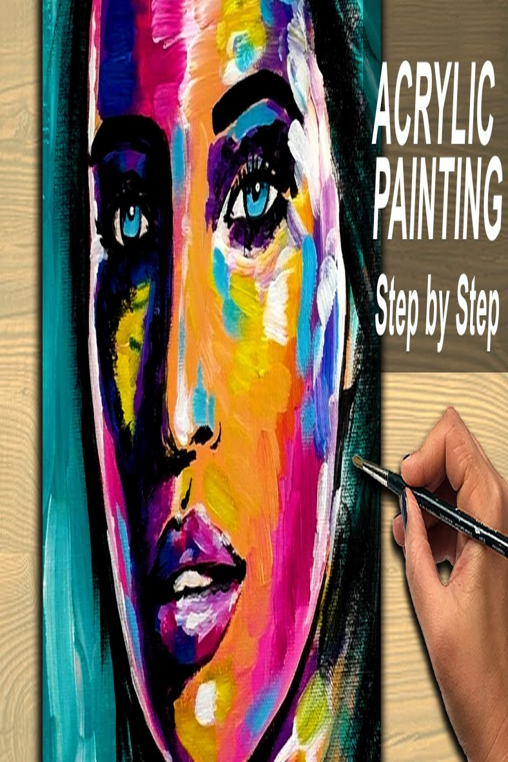 Acrylic Painting Tutorial Abstract - Colorful Portrait Painting  Womans  Face Step by Step