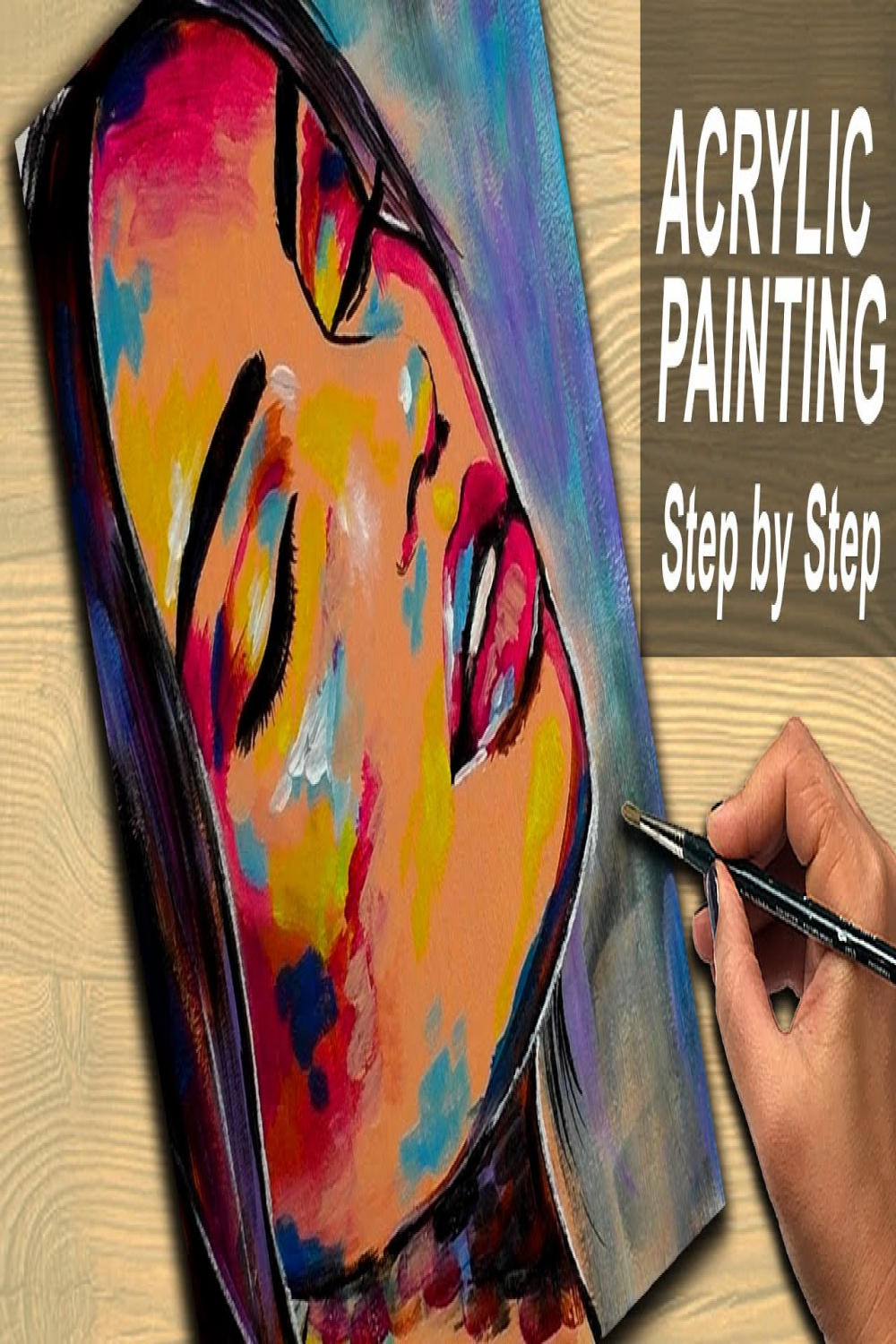 Acrylic Painting Tutorial Abstract  Colorful Woman Portrait  Easy  Painting for Beginners  Face