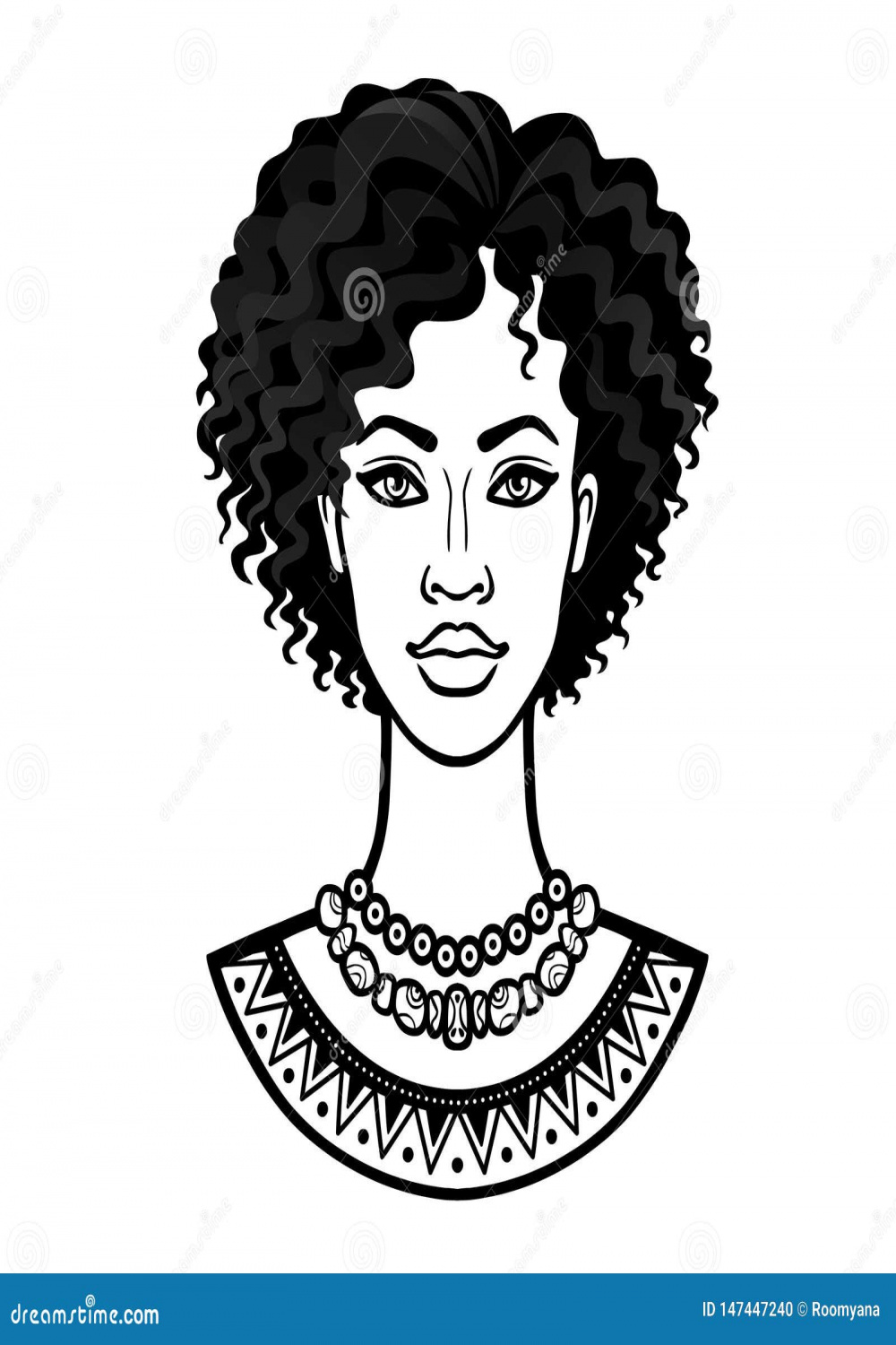 African Beauty: Animation Portrait of the Beautiful Black Woman in