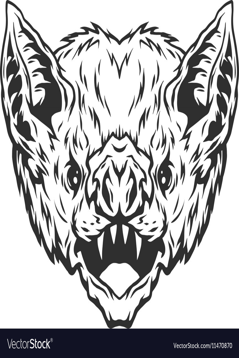 Angry head vampire bat Royalty Free Vector Image