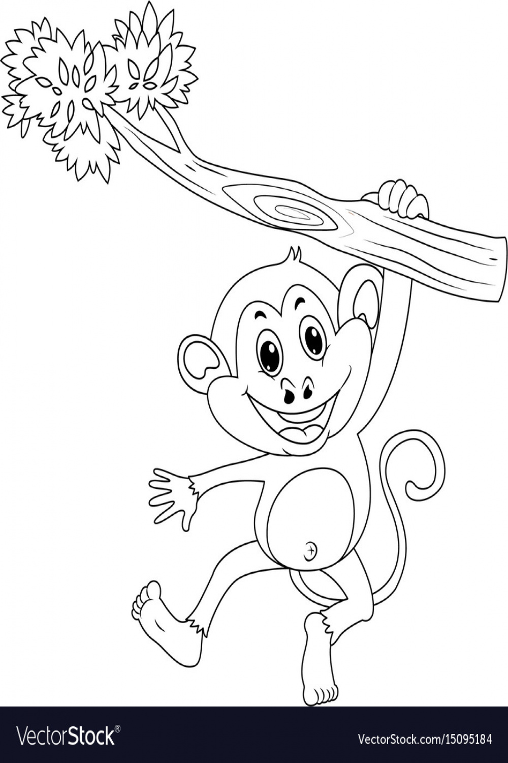 Animal outline for monkey on branch Royalty Free Vector