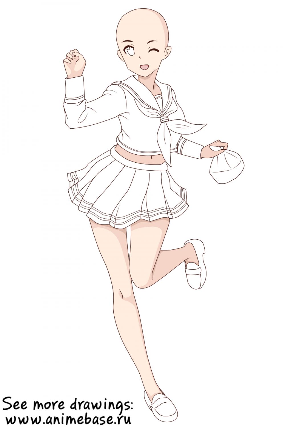 Anime base in a school uniform  Anime poses reference, Anime girl