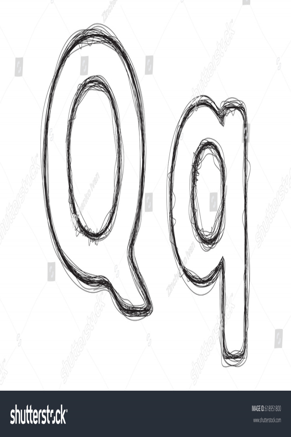 Art Hand Drawing Sketch Letter Q Stock Vector (Royalty Free