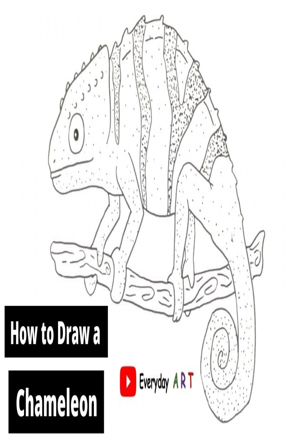 Art  - How to Draw a Chameleon - Easy Tutorial and Simple Drawing