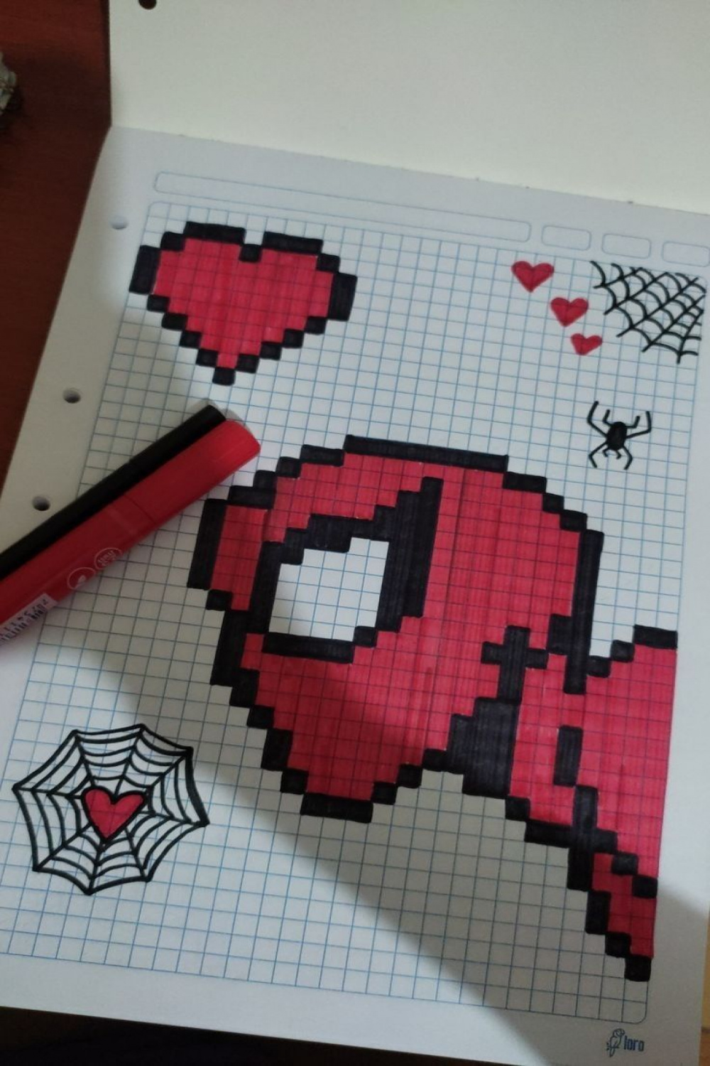ART ❞ in   Spiderman pixel art, Graph paper drawings, Pixel art