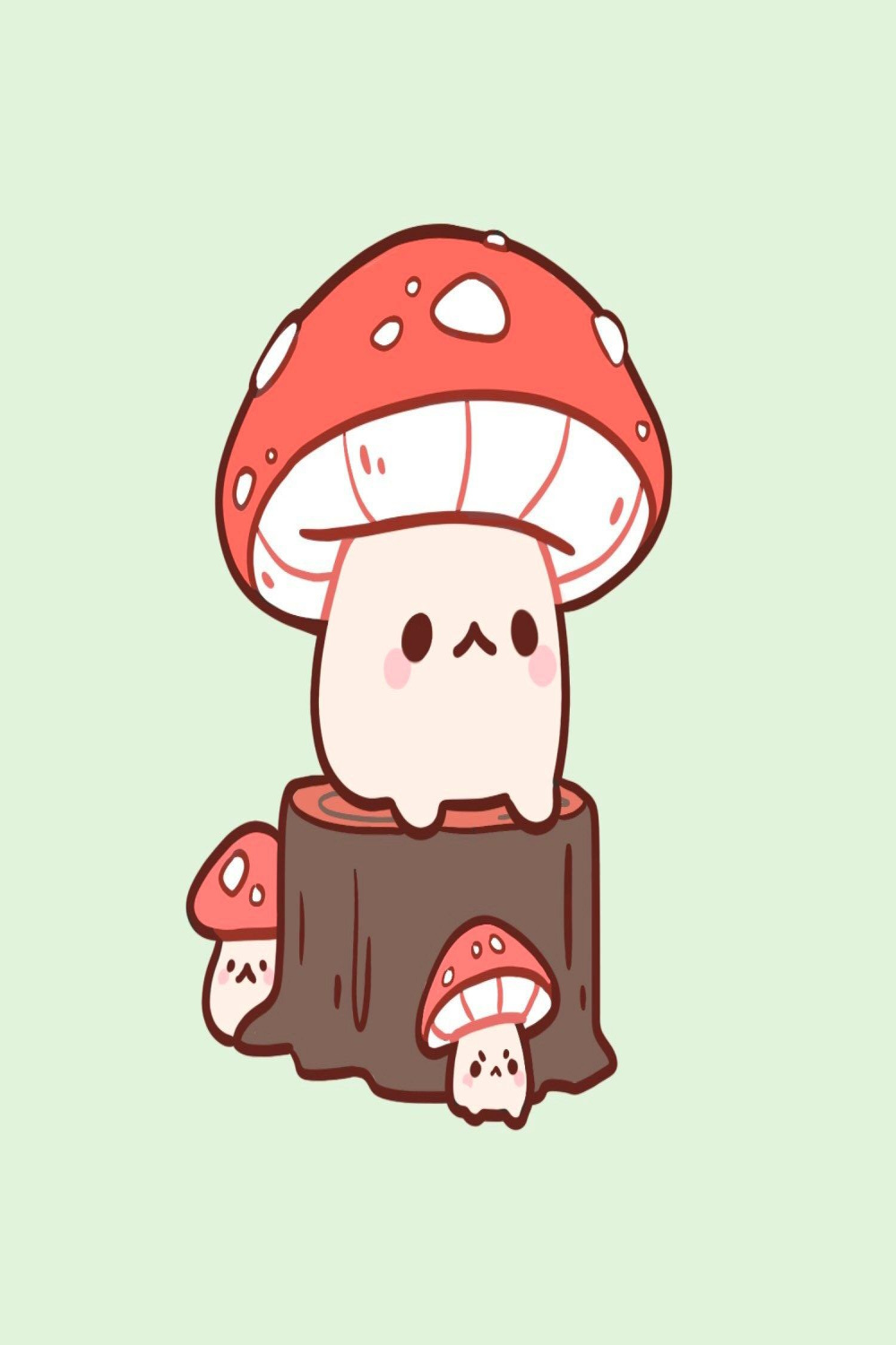 Art Print Mushroom on a Log x Matte Art Print Cute Kawaii - Etsy