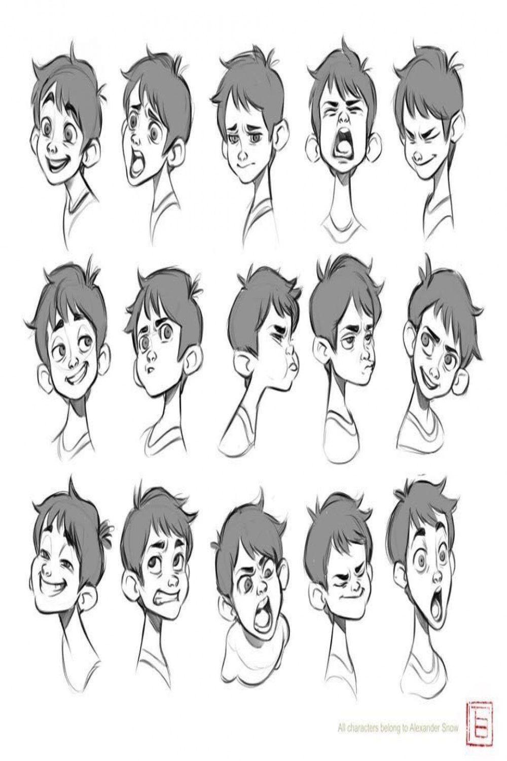 ArtStation - expression sheet , TB Choi  Drawing face expressions