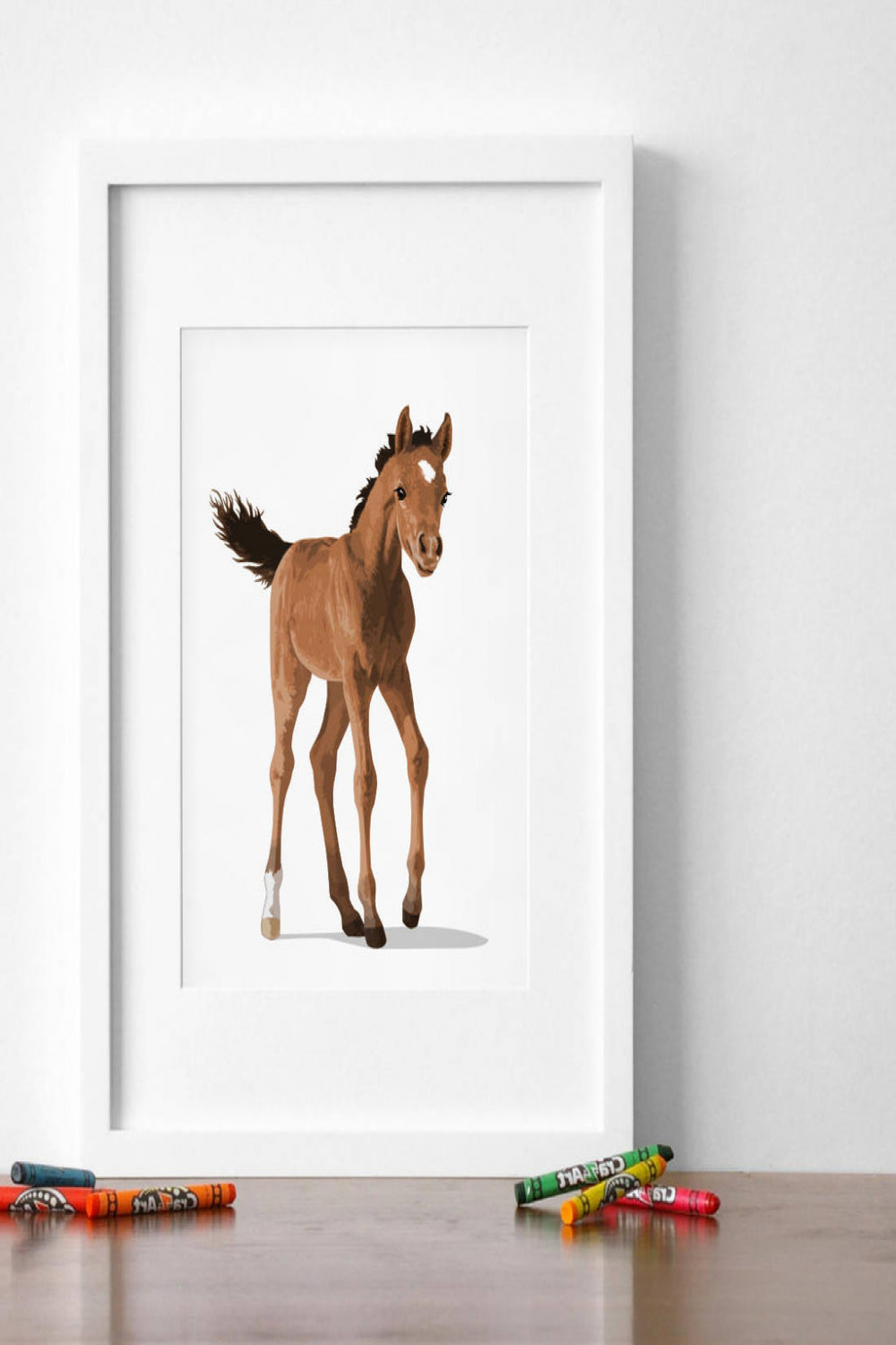 baby horse art print, foal nursery artwork - farm animal drawing