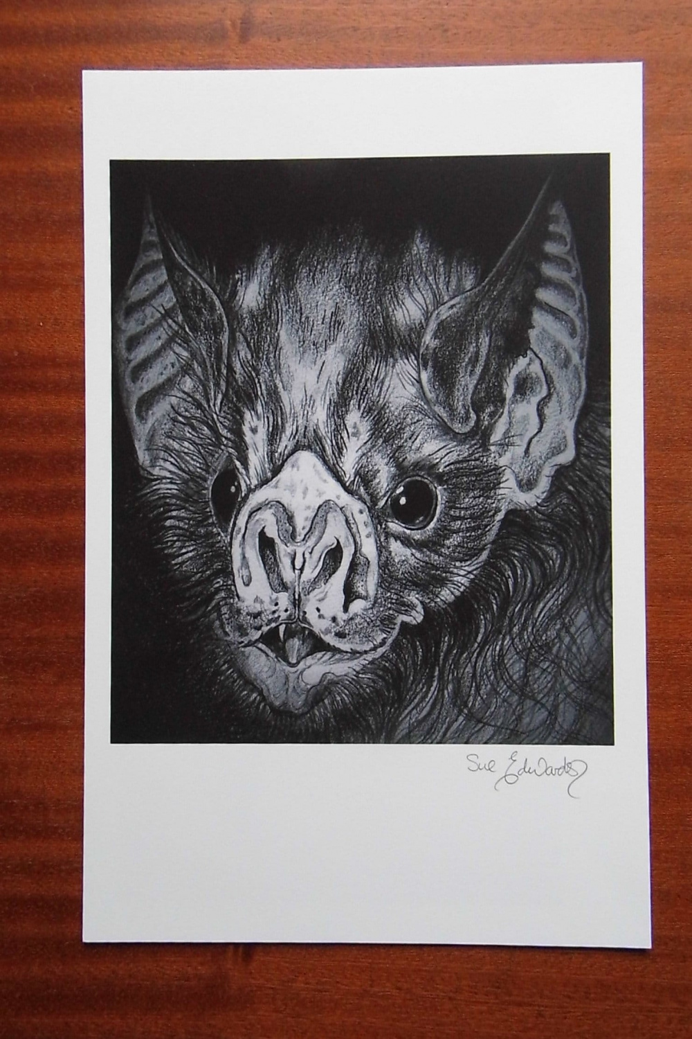 Bat art Halloween Original print Vampire bat Bat face - Etsy