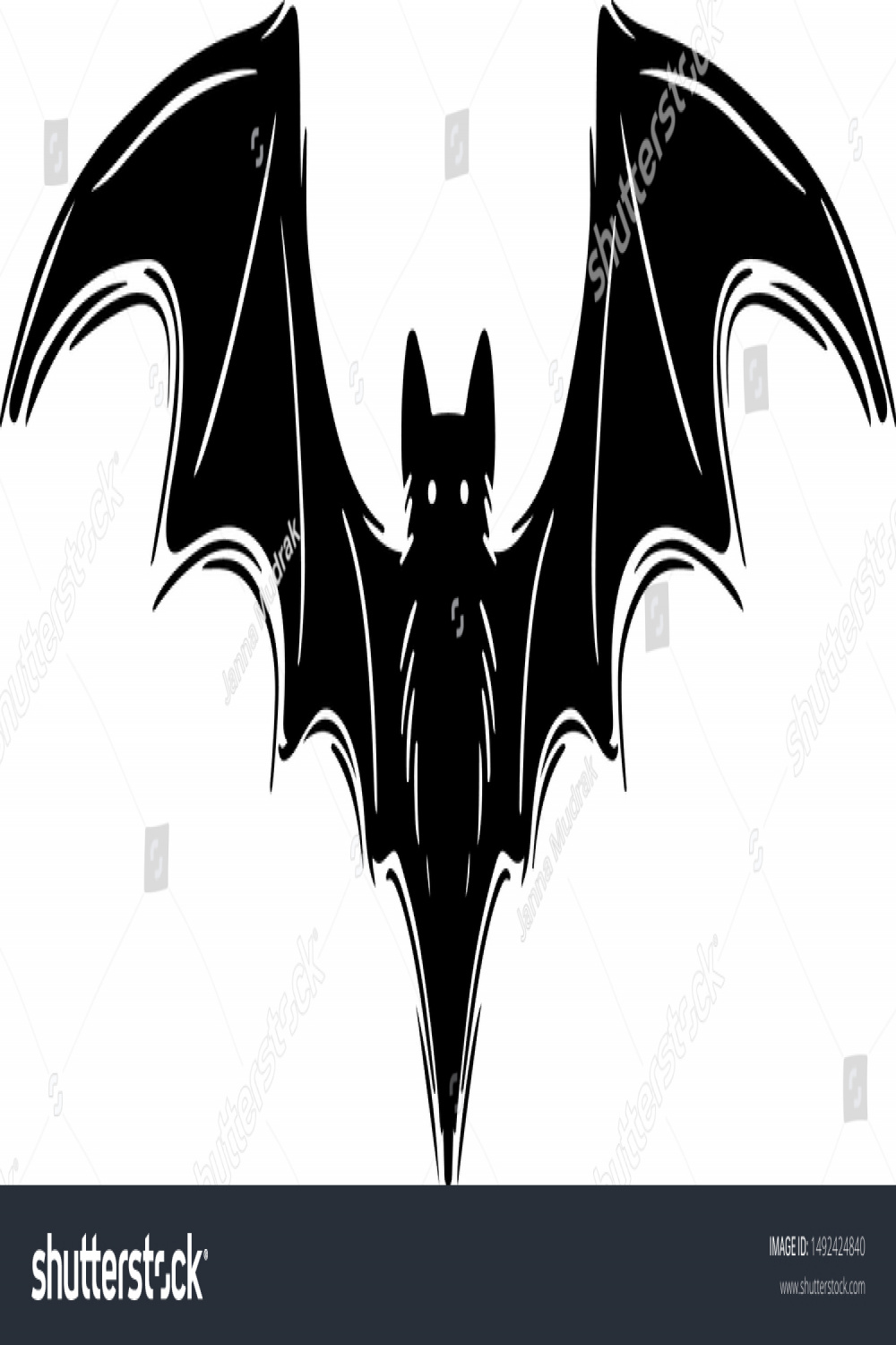 Bat Spread Wings Hand Drawn Silhouette Stock Vector (Royalty Free