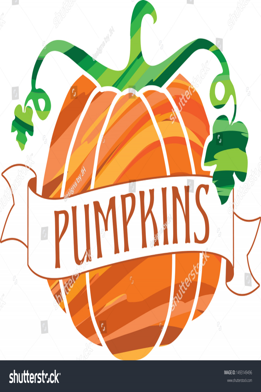 Beautiful Vector Drawing Colorful Pumpkin Logo Stock Vector
