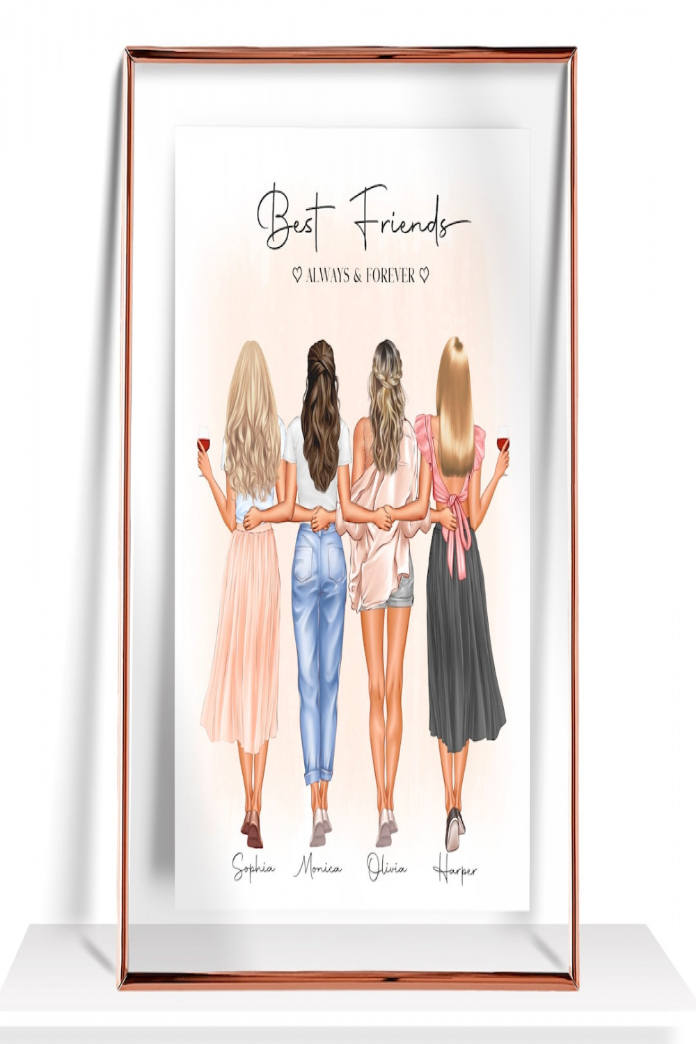 Best Friends Print Four Best Friends Gift  Friends Painting