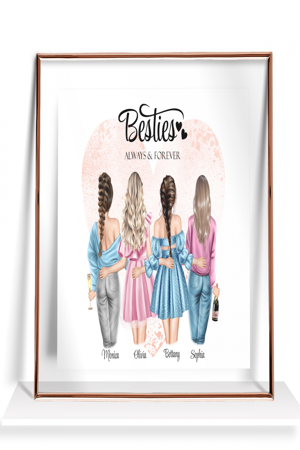 Besties Gift Four Best Friends Print Friendship Picture Four