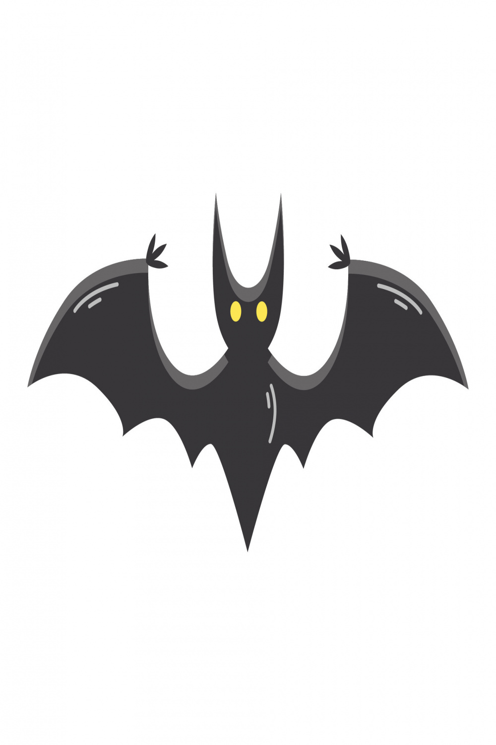 Black Halloween bat, holiday symbol, vector sticker, drawing
