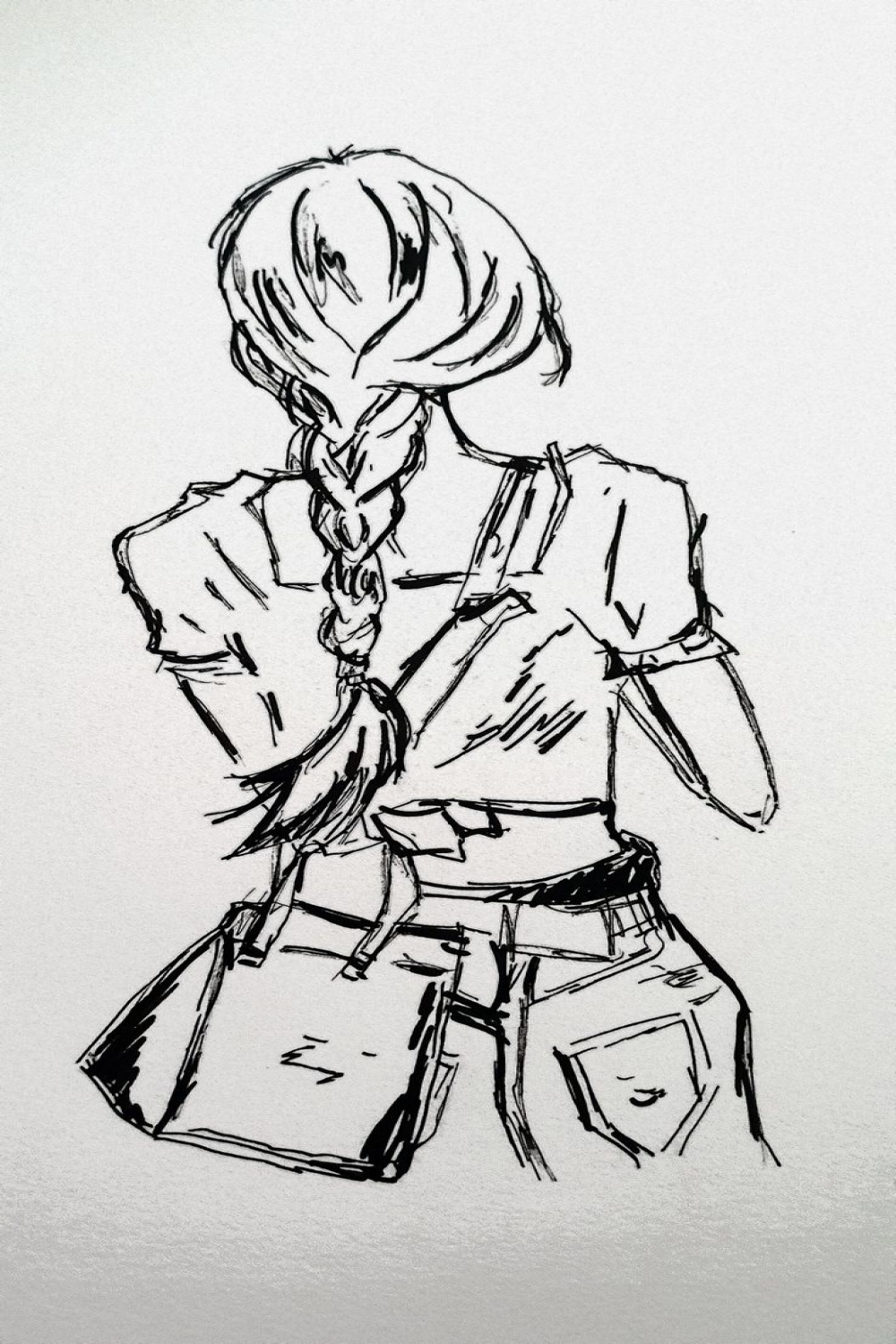 Black pen art walking away girl quick art  Mom drawing, Black pen
