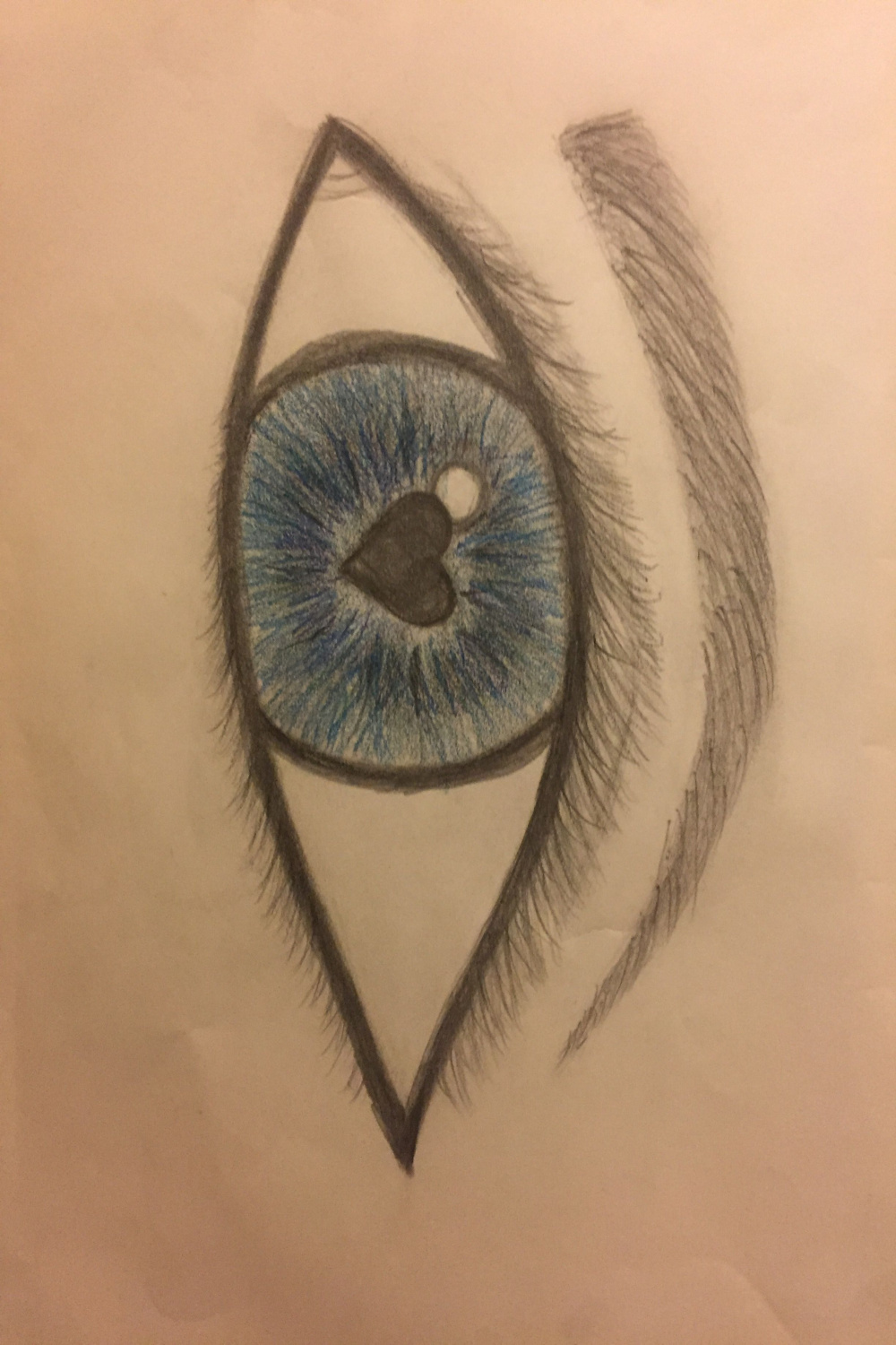 Blue eyes w/ heart pupil  Heart drawing, Eye drawing, Drawings