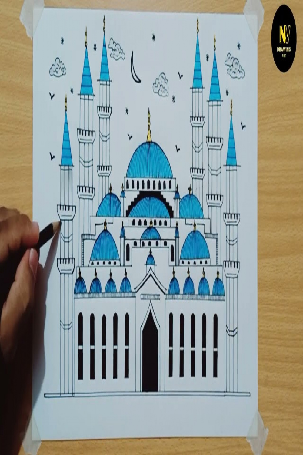 Blue Mosque Drawing  How to Draw Sultan Ahmed Mosque  Easy Drawing Step  by Step  Hagia Sophia