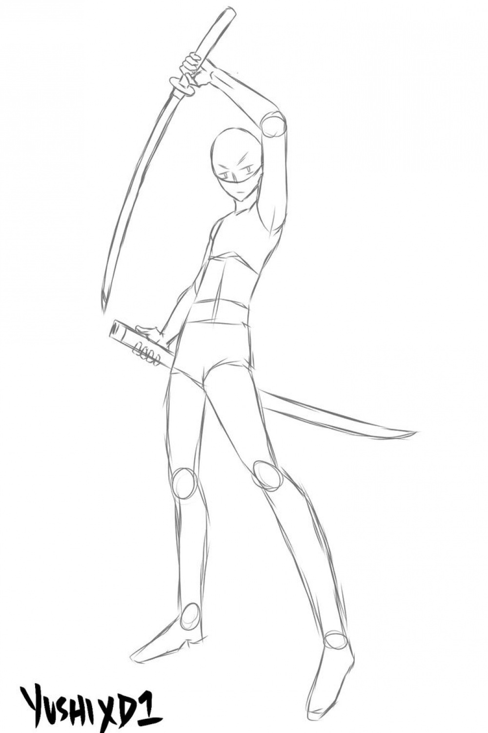 BODY POSE REFERENCE SKETCH (SAMURAI GUY)  Body pose drawing, Pose