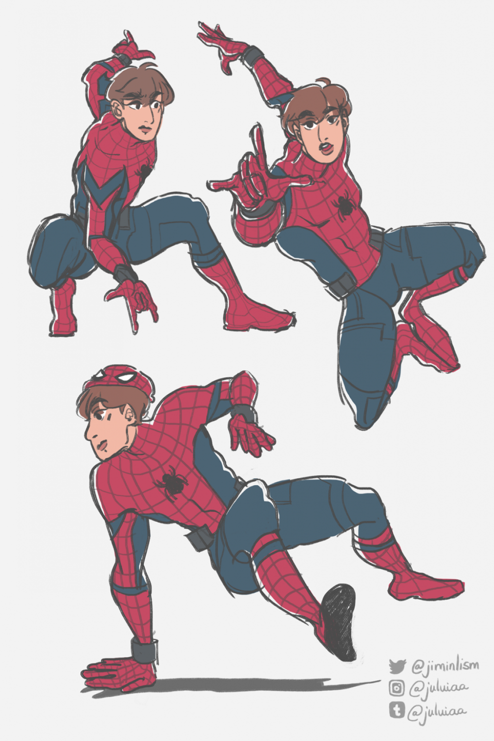 bts fanart — some spideykook doodles i did today because i