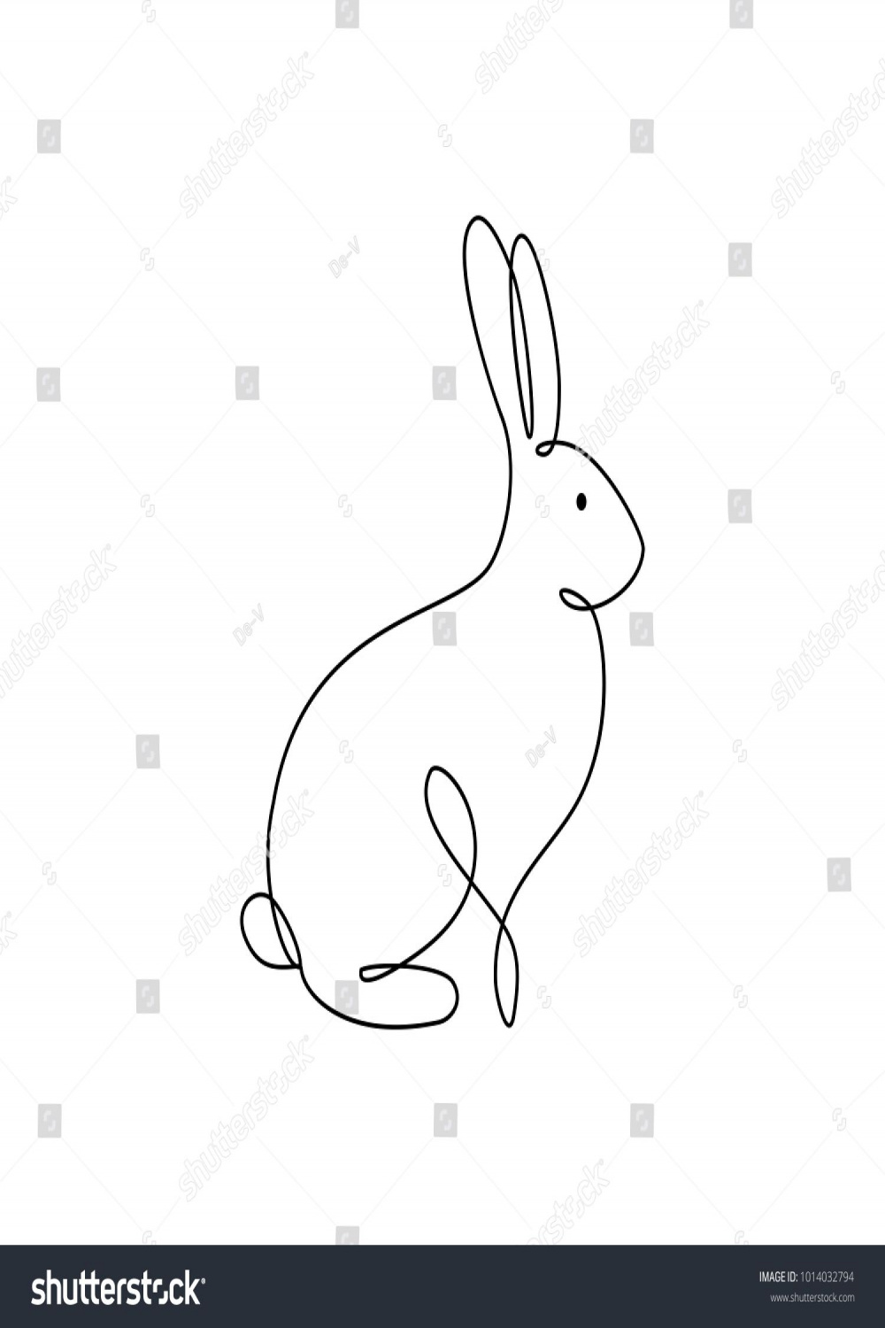 Bunny Rabbit Line Art Icon Abstract Stock Vector (Royalty Free