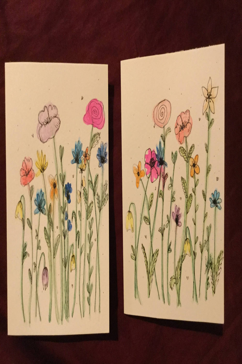 Buy Hand Painted and Ink Flower Drawing Greeting Card or Postcard