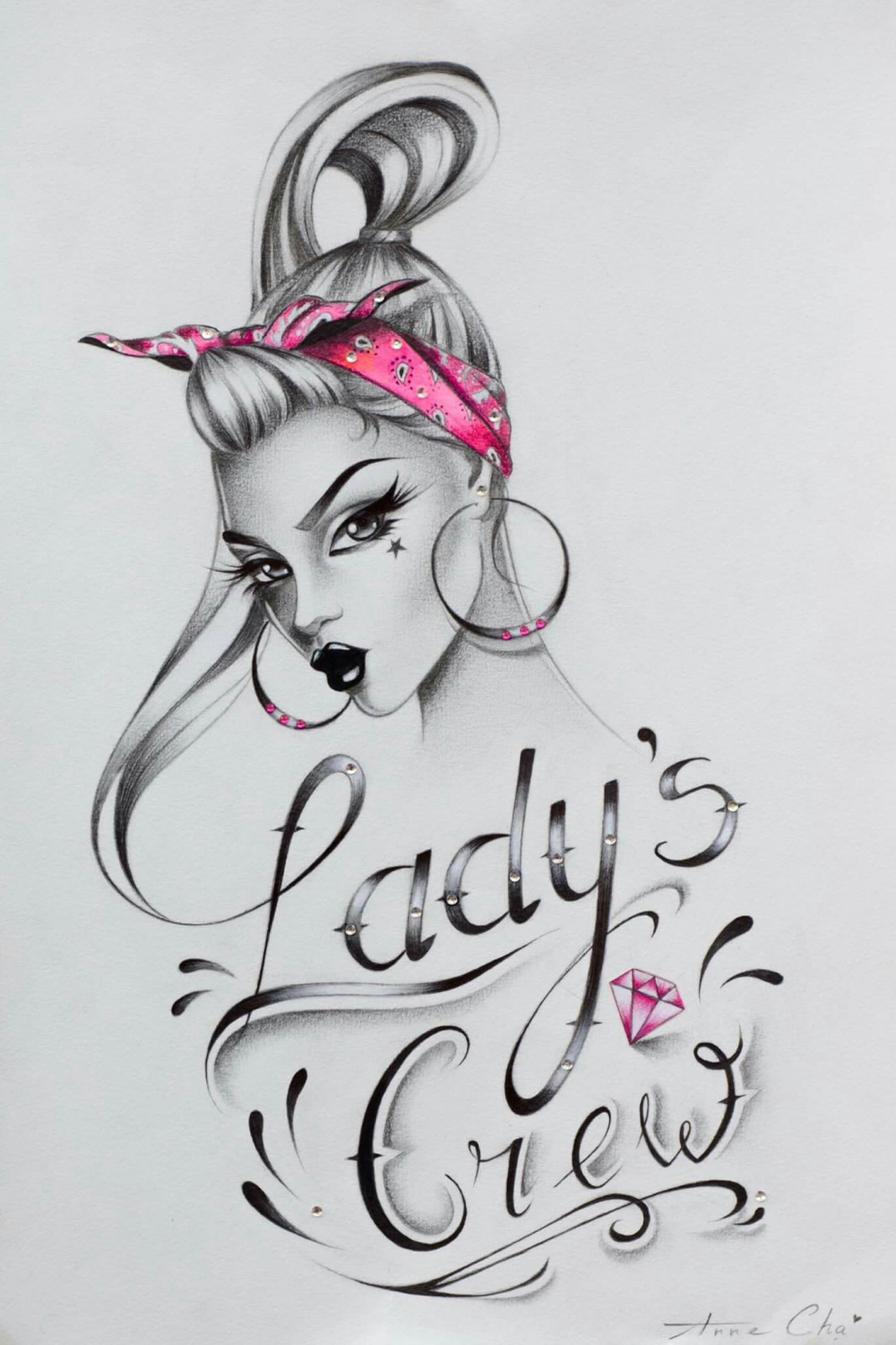 By Anne Cha  Rockabilly art, Pin up drawings, Girly art