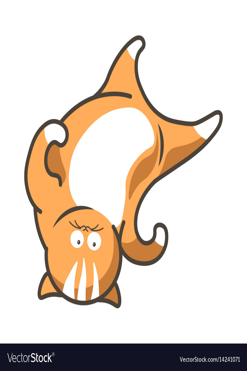 Cartoon cat kitten upside down on head flat Vector Image