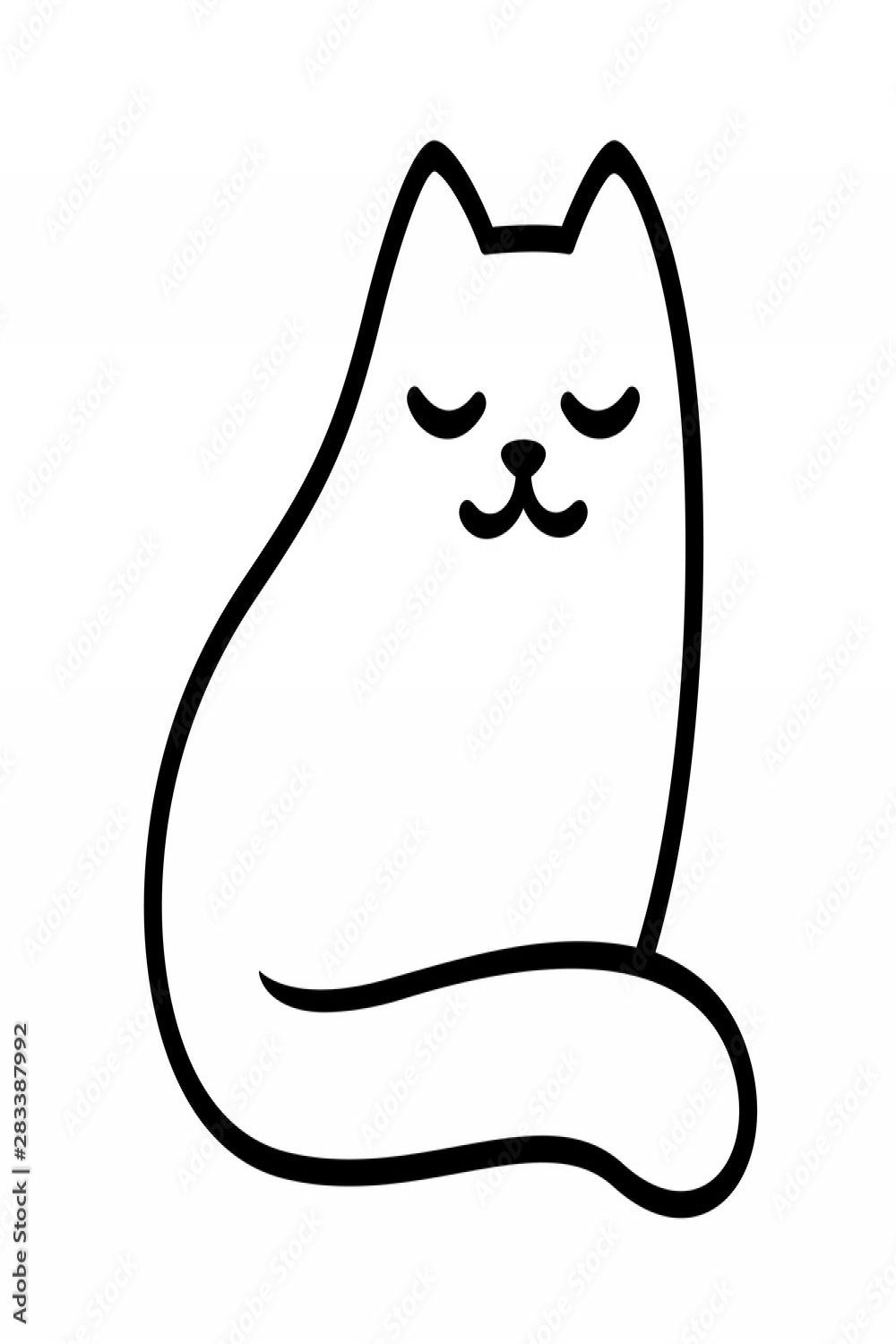 Cartoon white cat drawing Stock-Vektorgrafik  Adobe Stock