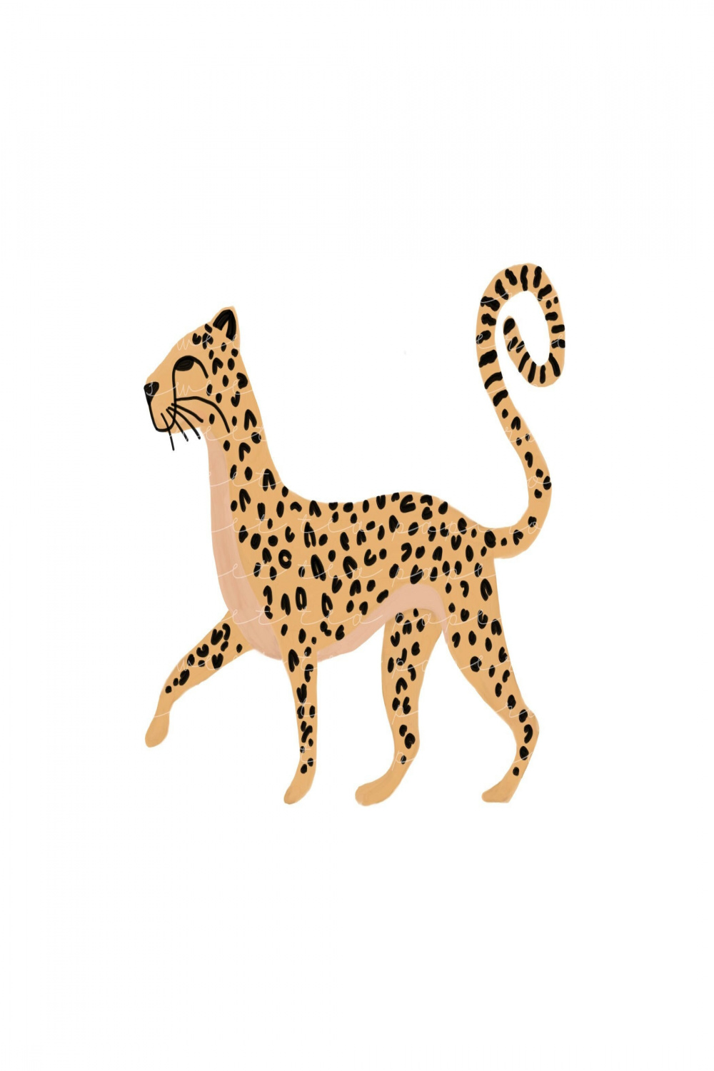 Cheetah Gouache-style Clip Art V