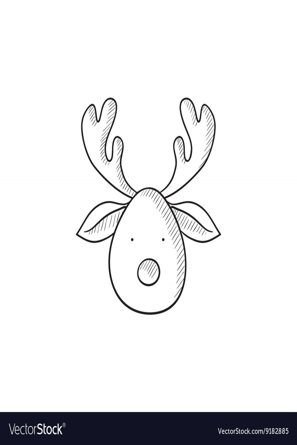 Christmas deer sketch icon Royalty Free Vector Image