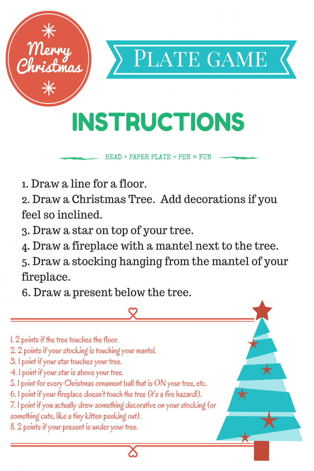Christmas Plate Game Instructions and points  Christmas games