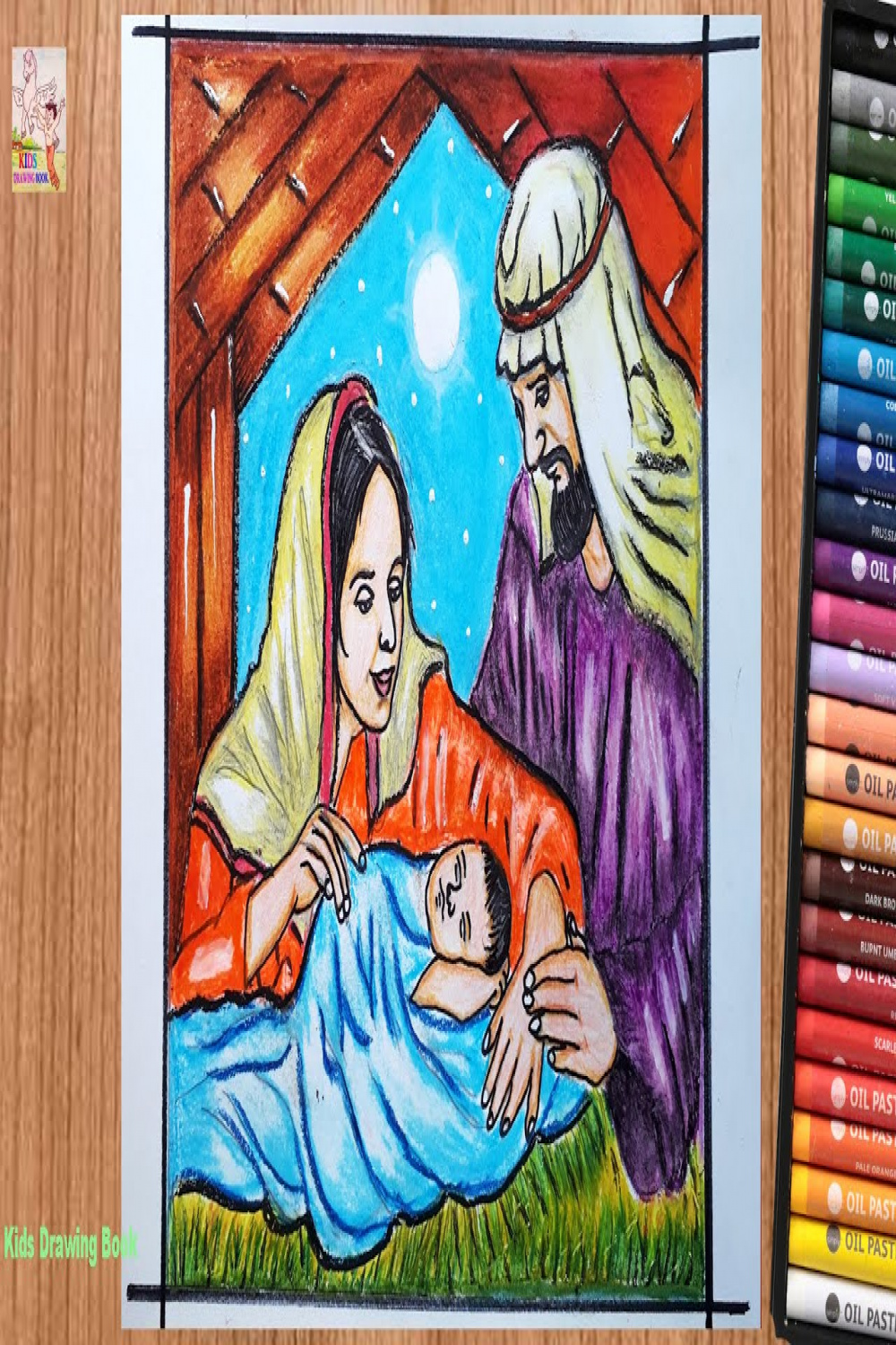CHRISTMAS SPECIAL VERY EASY THE BIRTH OF JESUS CHRIST DRAWING STEP BY STEP  ! KIDS DRAWING BOOK