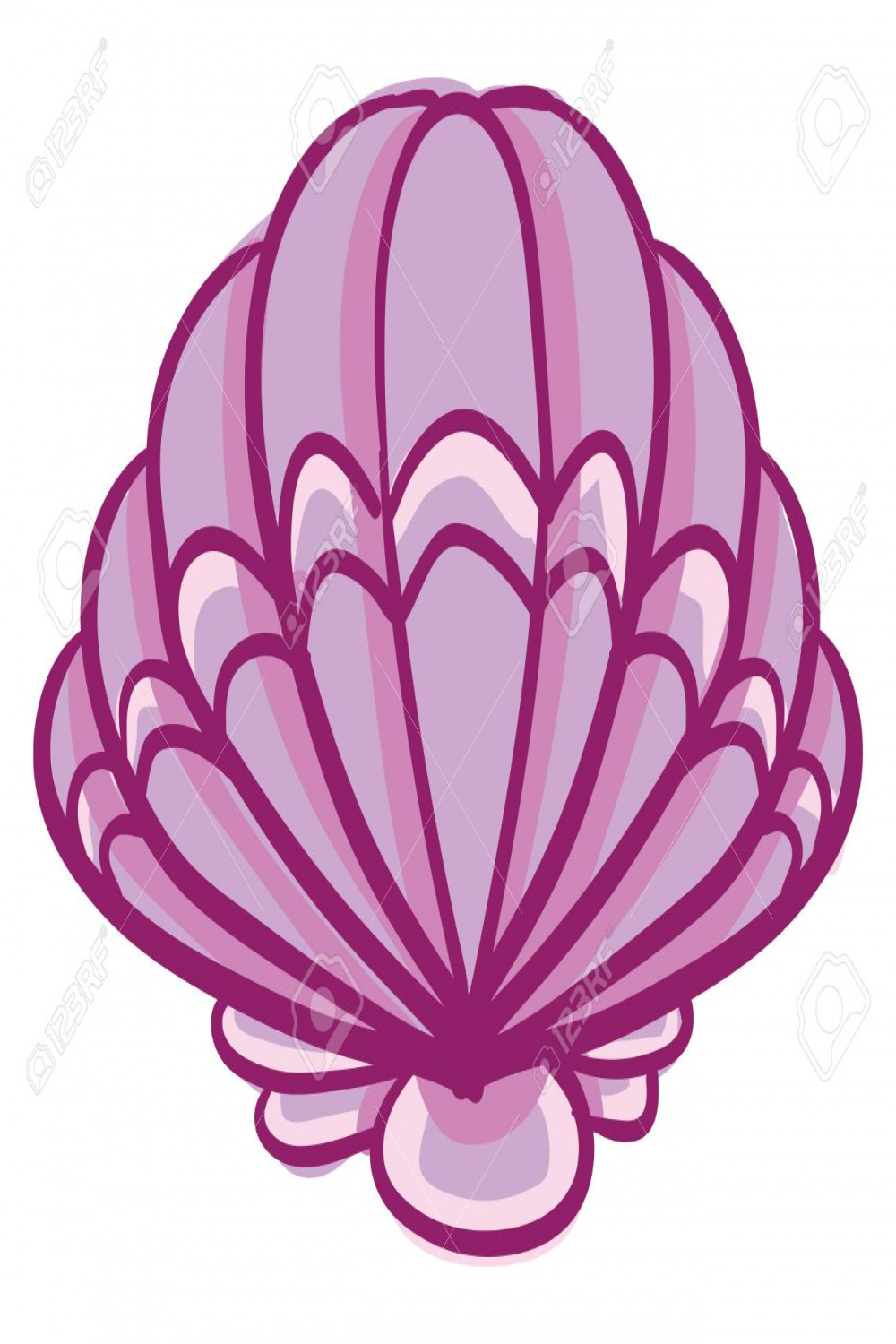 Clipart Of A Beautiful Pink-colored Shell That Is Clam Shaped