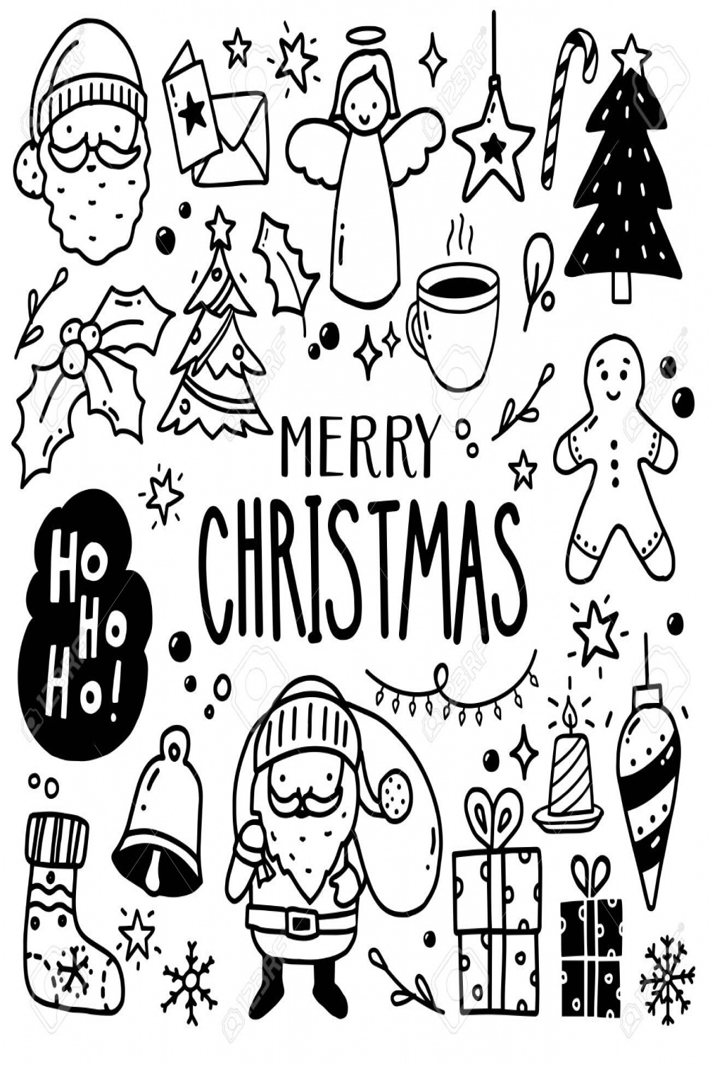 Collection Of Christmas Drawings - Doodles, Hand Drawn Set Royalty