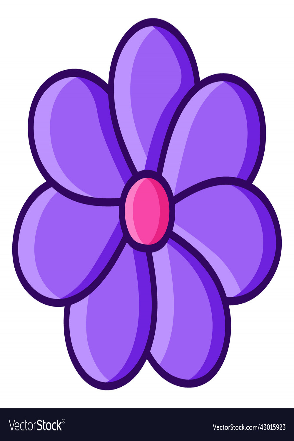 Color stroke seven petals flower Royalty Free Vector Image