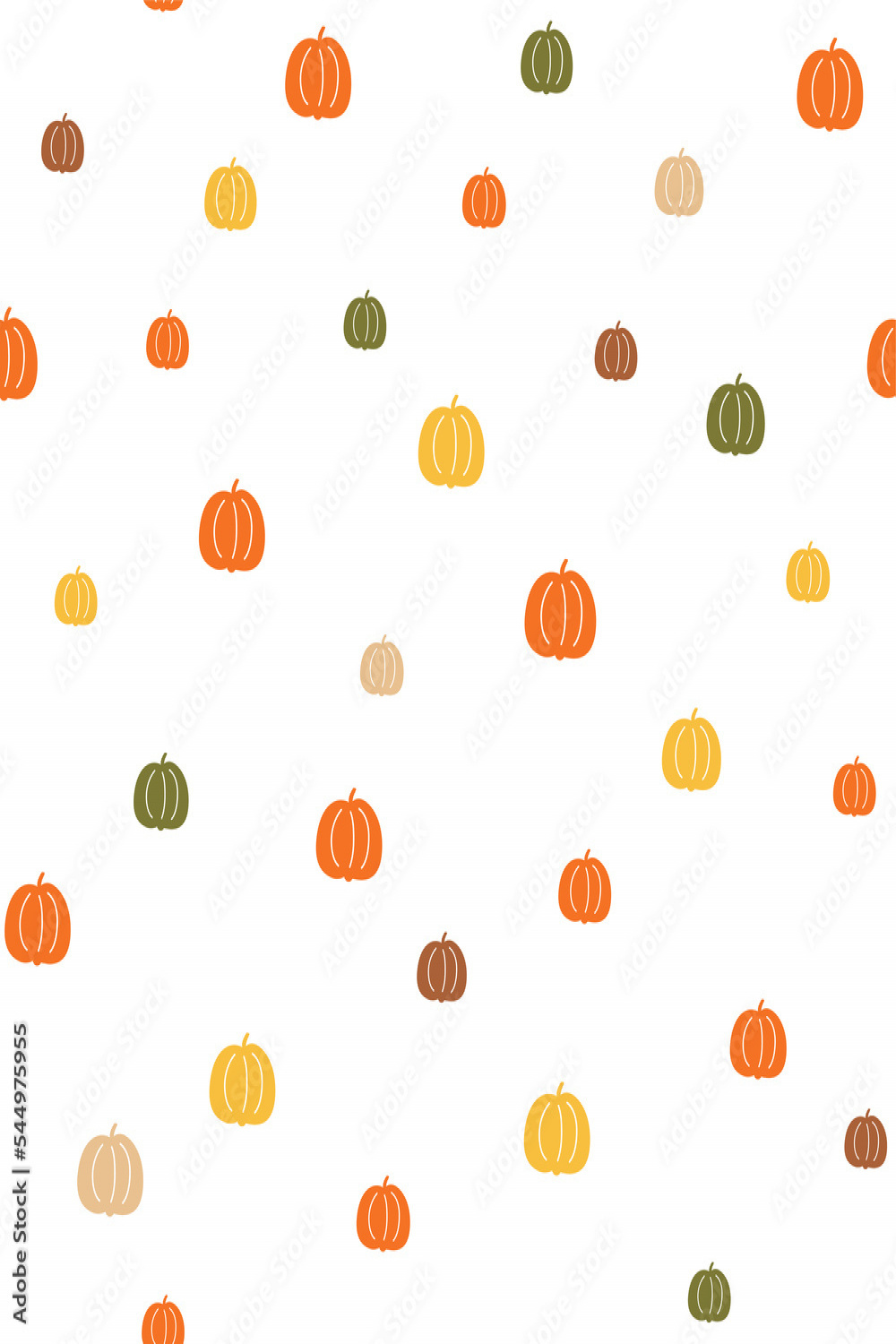 Colorful little pumpkin seamless pattern autumn hand drawing