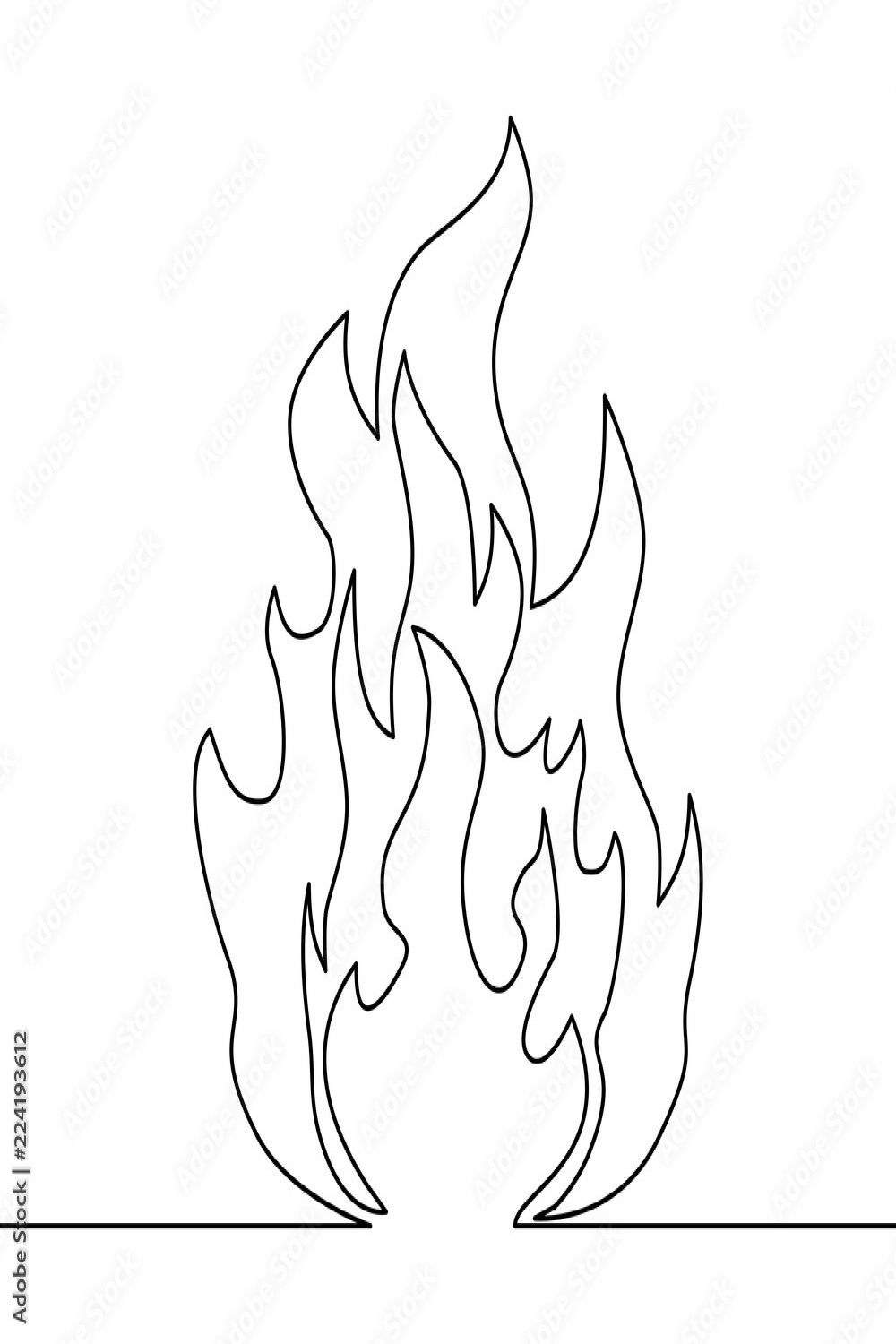 Continuous line fire one line drawing vector fire Stock