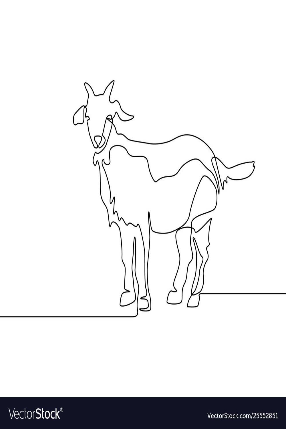 Continuous one line drawing goat Royalty Free Vector Image