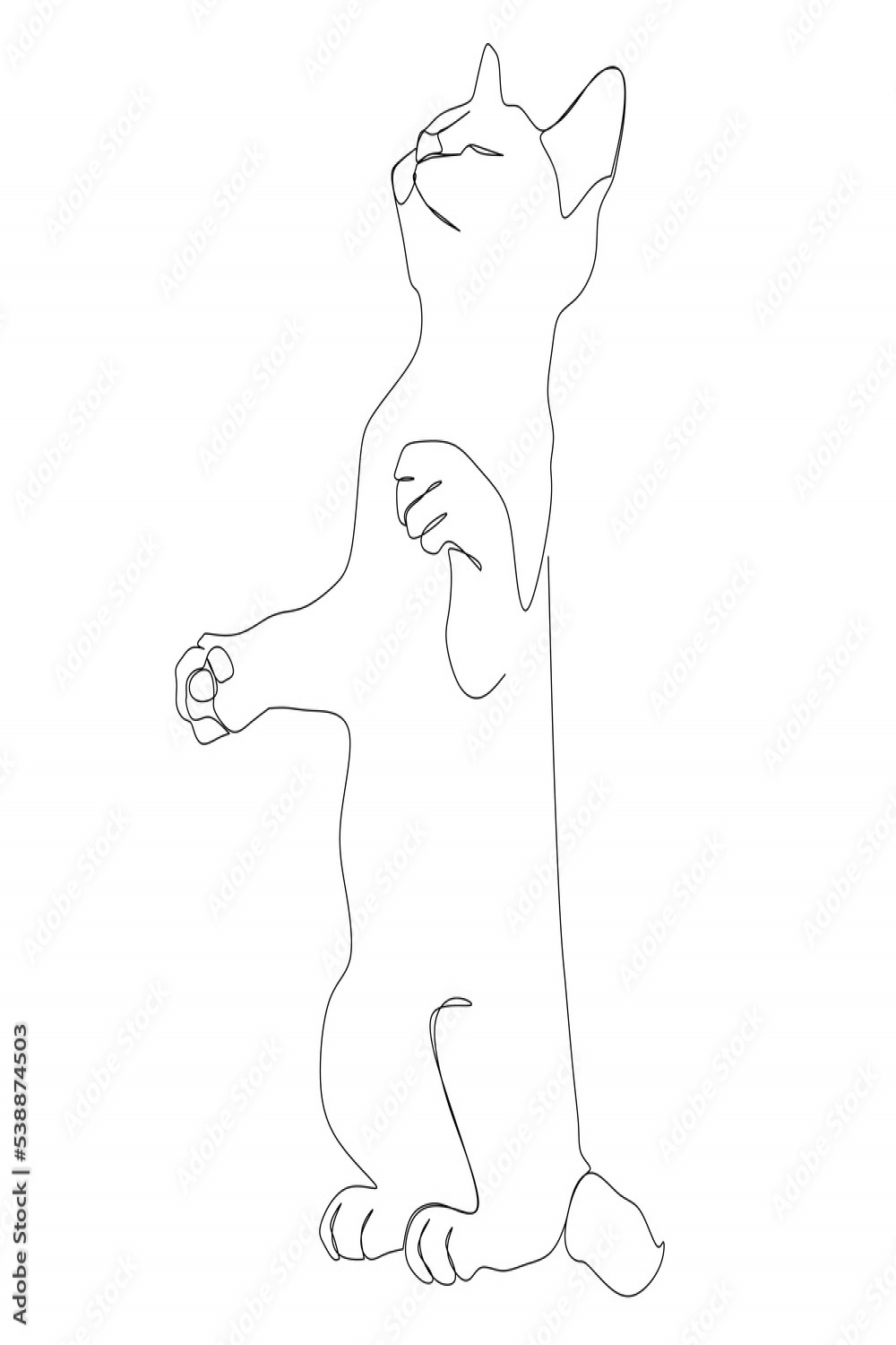 Continuous one line drawing of cat silhouette