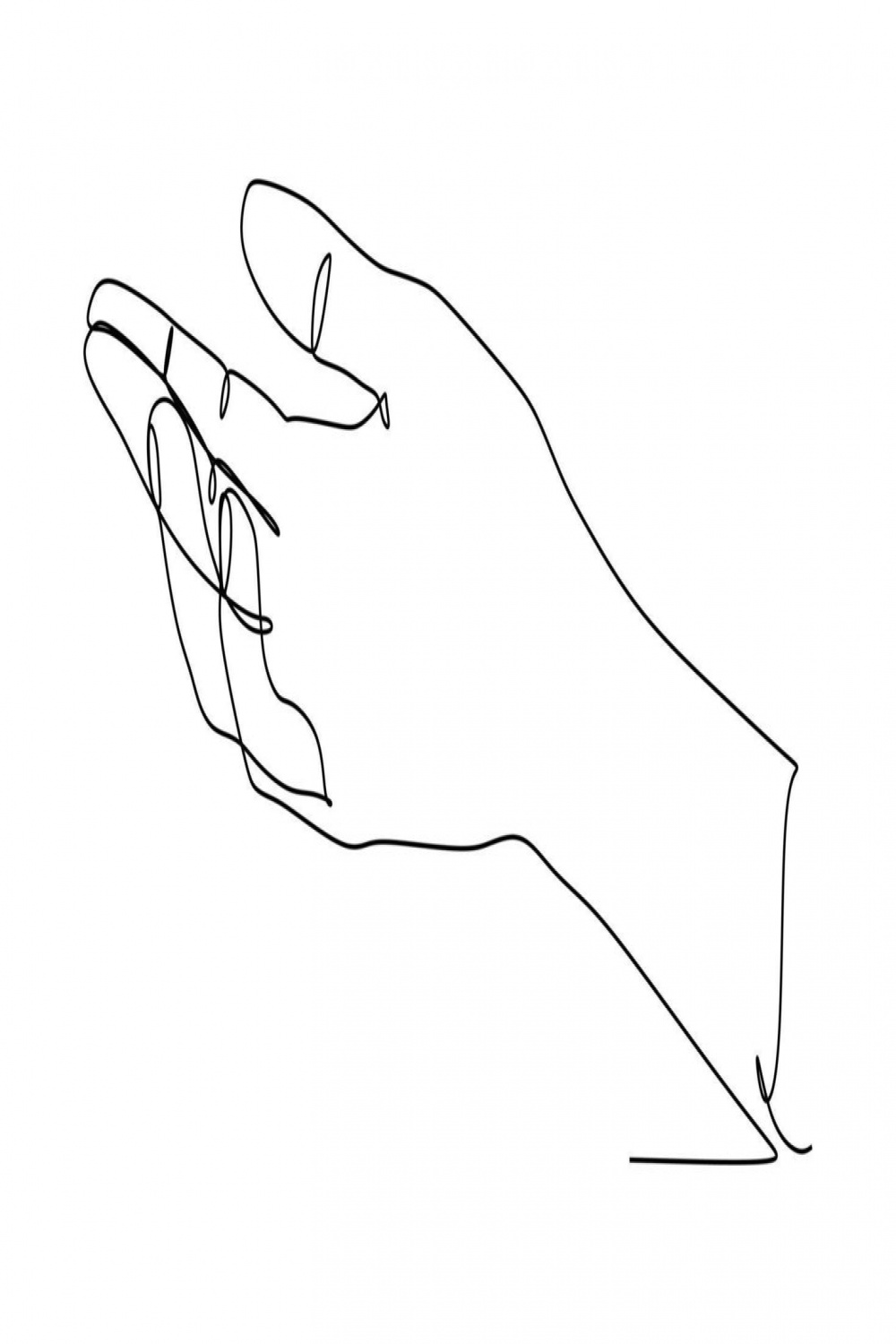 Continuous one line drawing of open palm