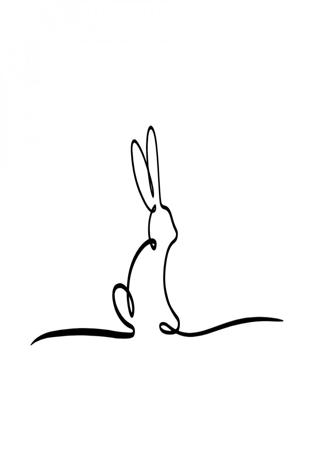 Continuous one line drawing of rabbit symbol of